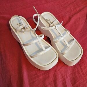 White Caged Platform Sandals